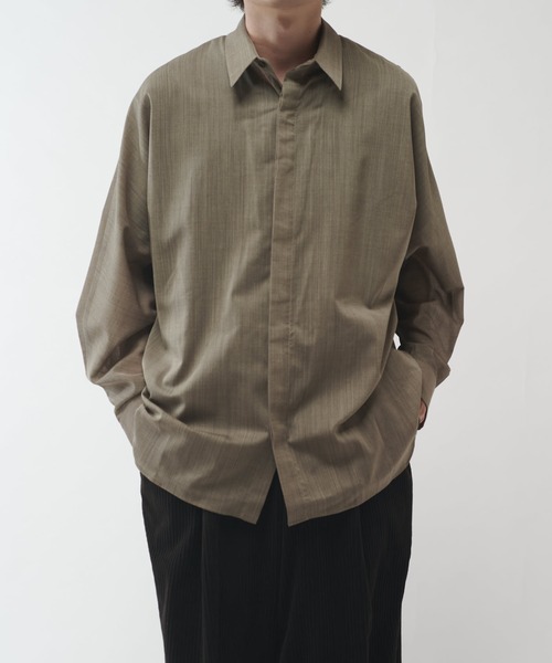 Lui's（ルイス）の「ウール混ドライタッチシアーシャツ（シャツ/ブラウス・メンズ・ブラック/チャコールグレー/アッシュグレー・FREE）」の17枚目の写真