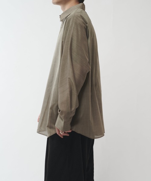 Lui's（ルイス）の「ウール混ドライタッチシアーシャツ（シャツ/ブラウス・メンズ・ブラック/チャコールグレー/アッシュグレー・FREE）」の18枚目の写真