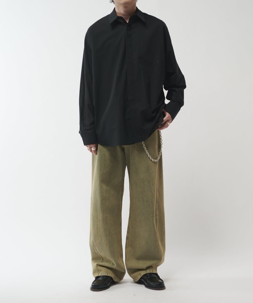 Lui's（ルイス）の「ウール混ドライタッチシアーシャツ（シャツ/ブラウス・メンズ・ブラック/チャコールグレー/アッシュグレー・FREE）」の7枚目の写真