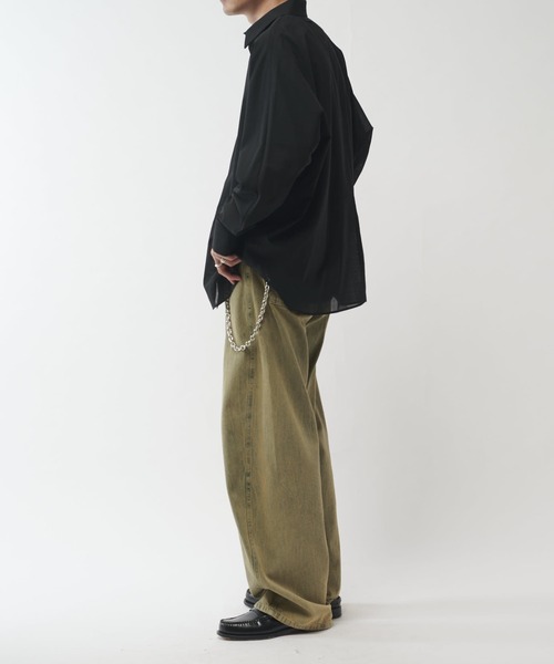 Lui's（ルイス）の「ウール混ドライタッチシアーシャツ（シャツ/ブラウス・メンズ・ブラック/チャコールグレー/アッシュグレー・FREE）」の8枚目の写真