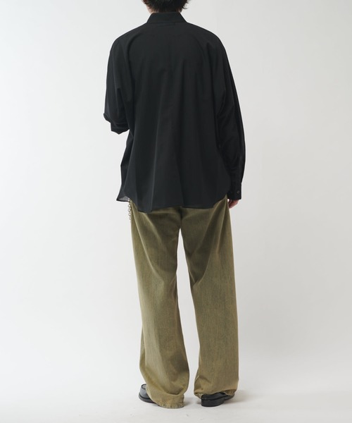 Lui's（ルイス）の「ウール混ドライタッチシアーシャツ（シャツ/ブラウス・メンズ・ブラック/チャコールグレー/アッシュグレー・FREE）」の9枚目の写真