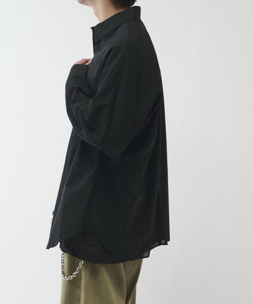 Lui's（ルイス）の「ウール混ドライタッチシアーシャツ（シャツ/ブラウス・メンズ・ブラック/チャコールグレー/アッシュグレー・FREE）」の5枚目の写真