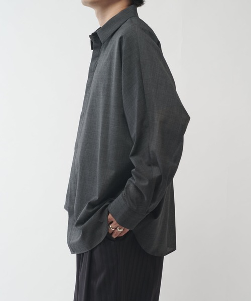 Lui's（ルイス）の「ウール混ドライタッチシアーシャツ（シャツ/ブラウス・メンズ・ブラック/チャコールグレー/アッシュグレー・FREE）」の11枚目の写真