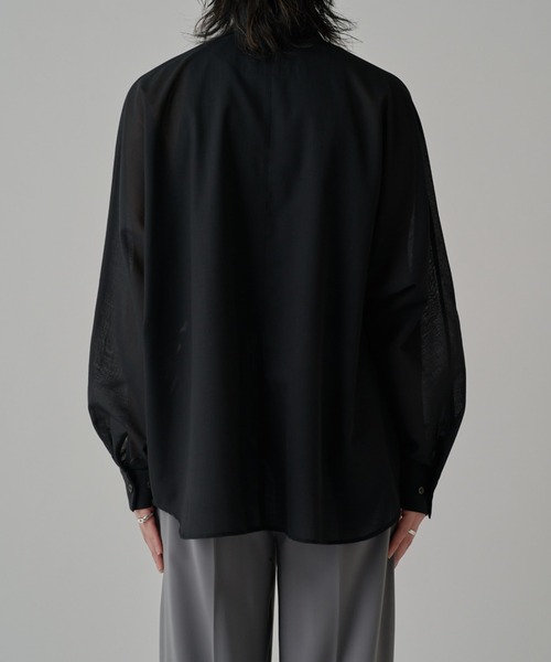 Lui's（ルイス）の「ウール混ドライタッチシアーシャツ（シャツ/ブラウス・メンズ・ブラック/チャコールグレー/アッシュグレー・FREE）」の8枚目の写真