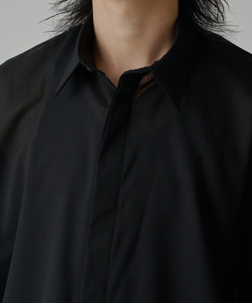 Lui's（ルイス）の「ウール混ドライタッチシアーシャツ（シャツ/ブラウス・メンズ・ブラック/チャコールグレー/アッシュグレー・FREE）」の20枚目の写真