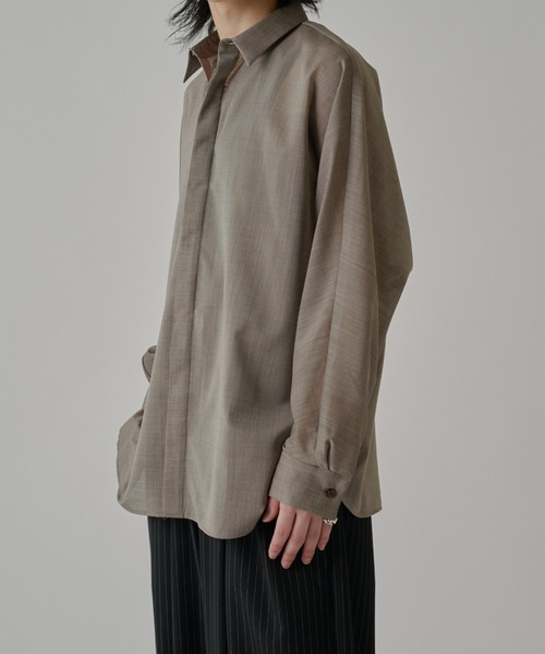 Lui's（ルイス）の「ウール混ドライタッチシアーシャツ（シャツ/ブラウス・メンズ・ブラック/チャコールグレー/アッシュグレー・FREE）」の16枚目の写真