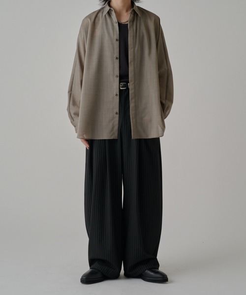 Lui's（ルイス）の「ウール混ドライタッチシアーシャツ（シャツ/ブラウス・メンズ・ブラック/チャコールグレー/アッシュグレー・FREE）」の18枚目の写真