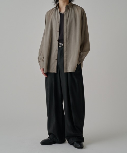 Lui's（ルイス）の「ウール混ドライタッチシアーシャツ（シャツ/ブラウス・メンズ・ブラック/チャコールグレー/アッシュグレー・FREE）」の19枚目の写真