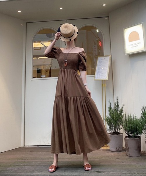 【AJE】パフスリーブシャーリングワンピースWisteria Midi Dress Aje(アジェ) ワンピース(レディース) - 海外通販のBUYMA