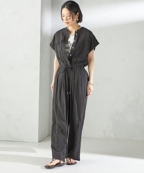 SHIPS（シップス）の「〈手洗い可能〉ダブル ポケット ミリタリー オールインワン（サロペット/オーバーオール・レディース・ブラウン/ブラック・ONE SIZE）」の4枚目の写真