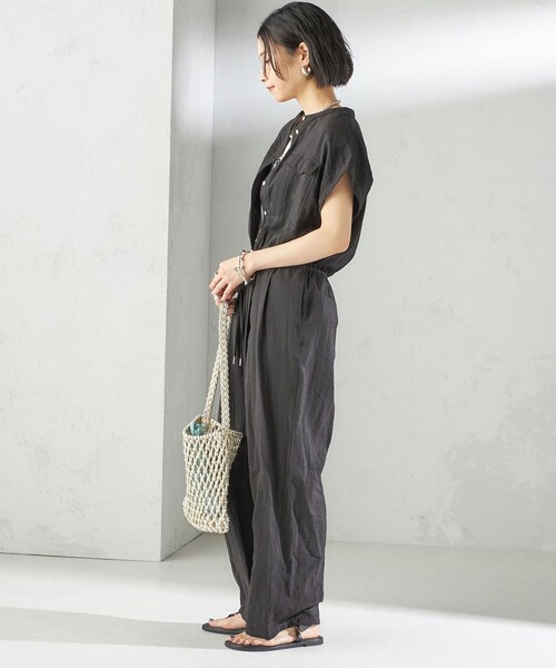 SHIPS（シップス）の「〈手洗い可能〉ダブル ポケット ミリタリー オールインワン（サロペット/オーバーオール・レディース・ブラウン/ブラック・ONE SIZE）」の5枚目の写真