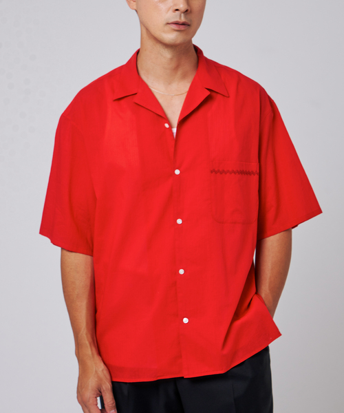 EDIFICE（エディフィス）の「E.コットン ローン オープン シャツ（シャツ/ブラウス・メンズ・コバルトブルー/ブラック/レッド・LARGE/MEDIUM）」の3枚目の写真