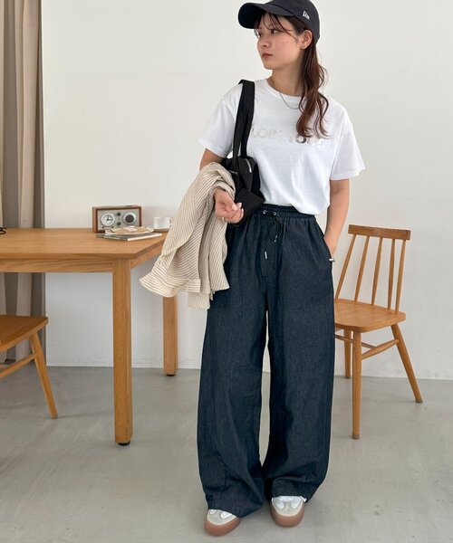 ライトオンスデニムイージーワイドパンツ（デニムパンツ