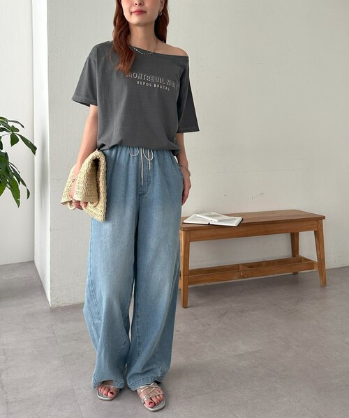 DISCOAT（ディスコート）の「ライトオンスデニムイージーワイドパンツ（デニムパンツ・レディース・サックスブルー/ネイビー・LARGE/MEDIUM/SMALL）」の11枚目の写真