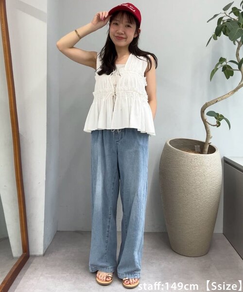 DISCOAT（ディスコート）の「ライトオンスデニムイージーワイドパンツ（デニムパンツ・レディース・サックスブルー/ネイビー・LARGE/MEDIUM/SMALL）」の15枚目の写真