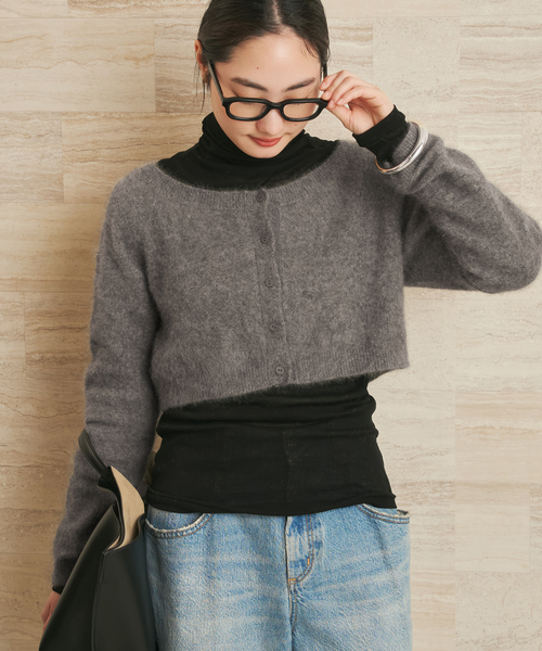 plage（プラージュ）の「Light Fur Short カーディガン（カーディガン/ボレロ・レディース・ベージュ/グレー・FREE）」の5枚目の写真