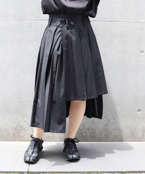 BLACKPEACENOW アシンメトリースカート ベルト レイヤード 黒 ちょっぴりパンクな黒猫アシメスカート ｜ Favorite
