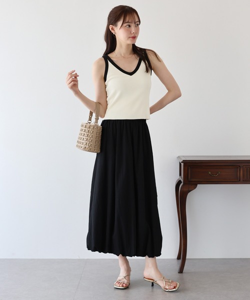 BLUEEAST（ブルーイースト）の「2WAYバイカラータンクトップ（タンクトップ・レディース・オフホワイト/ブラック/グレイッシュベージュ・MEDIUM）」の7枚目の写真