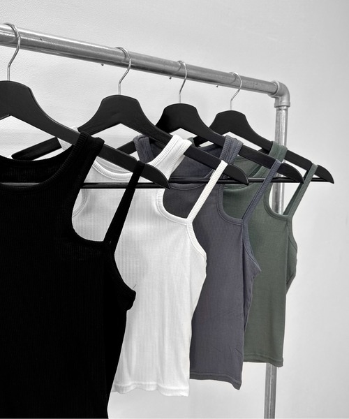 LVEU.(ラブユ.)の「【LVEU.】ストラップデザインタンクトップ / トップス カットソー リブ タンクトップ ストラップ インナー レイヤード ブラック ホワイト グレー カーキ(タンクトップ・レディース・カーキ/ホワイト/ブラック/グレー・FREE)」の5枚目の写真
