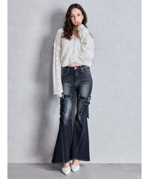 GYDA（ジェイダ）の「2WAYメッシュブリーチニットトップス（カーディガン/ボレロ・レディース・チャコールグレー/ネイビー/アイボリー・FREE）」の6枚目の写真