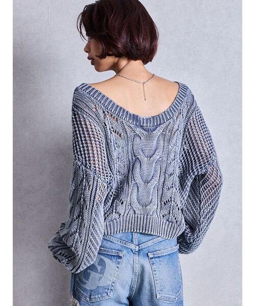 GYDA（ジェイダ）の「2WAYメッシュブリーチニットトップス（カーディガン/ボレロ・レディース・チャコールグレー/ネイビー/アイボリー・FREE）」の9枚目の写真