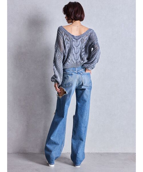 GYDA（ジェイダ）の「2WAYメッシュブリーチニットトップス（カーディガン/ボレロ・レディース・チャコールグレー/ネイビー/アイボリー・FREE）」の11枚目の写真