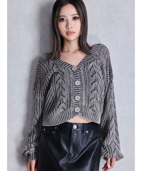 GYDA（ジェイダ）の「2WAYメッシュブリーチニットトップス（カーディガン/ボレロ・レディース・チャコールグレー/ネイビー/アイボリー・FREE）」の12枚目の写真