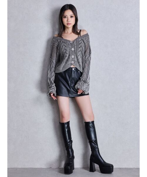 GYDA（ジェイダ）の「2WAYメッシュブリーチニットトップス（カーディガン/ボレロ・レディース・チャコールグレー/ネイビー/アイボリー・FREE）」の13枚目の写真