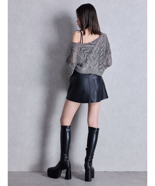 GYDA（ジェイダ）の「2WAYメッシュブリーチニットトップス（カーディガン/ボレロ・レディース・チャコールグレー/ネイビー/アイボリー・FREE）」の14枚目の写真