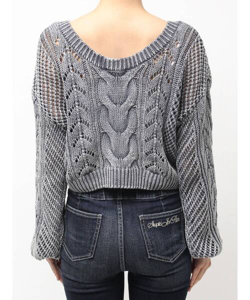 GYDA（ジェイダ）の「2WAYメッシュブリーチニットトップス（カーディガン/ボレロ・レディース・チャコールグレー/ネイビー/アイボリー・FREE）」の17枚目の写真