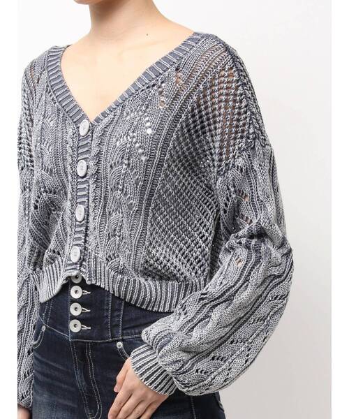GYDA（ジェイダ）の「2WAYメッシュブリーチニットトップス（カーディガン/ボレロ・レディース・チャコールグレー/ネイビー/アイボリー・FREE）」の19枚目の写真