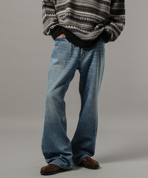 ロングレングスデニム グレー フレアデニム ベルボトム W30 セール】ロングレングス/デニムフレアパンツ（デニムパンツ