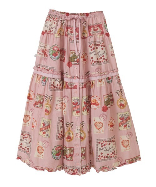 PINK HOUSE（ピンクハウス）の「チェリープリントスカート（スカート・レディース・ブラック/キナリ/ピンク/ライトグリーン・フリー）」の4枚目の写真