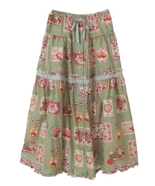 PINK HOUSE（ピンクハウス）の「チェリープリントスカート（スカート・レディース・ブラック/キナリ/ピンク/ライトグリーン・フリー）」の3枚目の写真