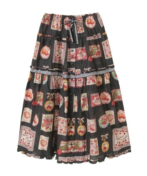 PINK HOUSE（ピンクハウス）の「チェリープリントスカート（スカート・レディース・ブラック/キナリ/ピンク/ライトグリーン・フリー）」の2枚目の写真