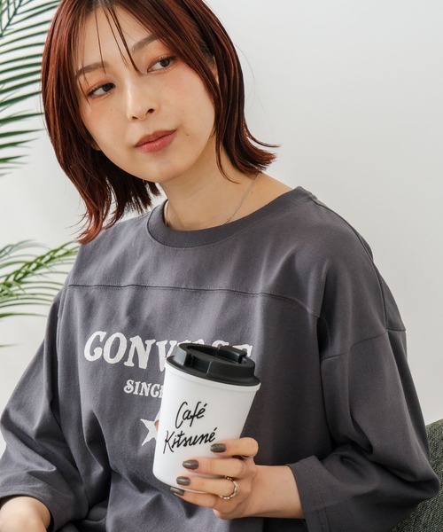 CONVERSE(コンバース)の「【CONVERSE/コンバース】裾ラウンド 7分袖 Tシャツ(Tシャツ/カットソー・レディース・チャコールグレー/レッド/ブルー/アイボリー・MEDIUM/LARGE)」の1枚目の写真