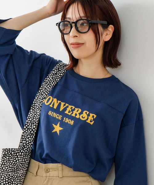 CONVERSE(コンバース)の「【CONVERSE/コンバース】裾ラウンド 7分袖 Tシャツ(Tシャツ/カットソー・レディース・チャコールグレー/レッド/ブルー/アイボリー・MEDIUM/LARGE)」の3枚目の写真