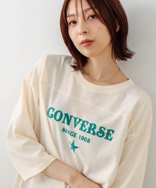 CONVERSE(コンバース)の「【CONVERSE/コンバース】裾ラウンド 7分袖 Tシャツ(Tシャツ/カットソー・レディース・チャコールグレー/レッド/ブルー/アイボリー・MEDIUM/LARGE)」の2枚目の写真
