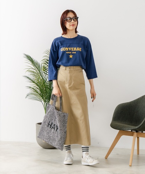 CONVERSE(コンバース)の「【CONVERSE/コンバース】裾ラウンド 7分袖 Tシャツ(Tシャツ/カットソー・レディース・チャコールグレー/レッド/ブルー/アイボリー・MEDIUM/LARGE)」の22枚目の写真