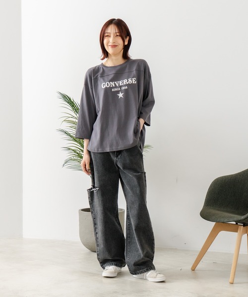 CONVERSE(コンバース)の「【CONVERSE/コンバース】裾ラウンド 7分袖 Tシャツ(Tシャツ/カットソー・レディース・チャコールグレー/レッド/ブルー/アイボリー・MEDIUM/LARGE)」の17枚目の写真