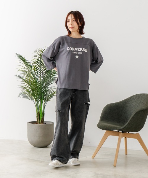 CONVERSE(コンバース)の「【CONVERSE/コンバース】裾ラウンド 7分袖 Tシャツ(Tシャツ/カットソー・レディース・チャコールグレー/レッド/ブルー/アイボリー・MEDIUM/LARGE)」の18枚目の写真