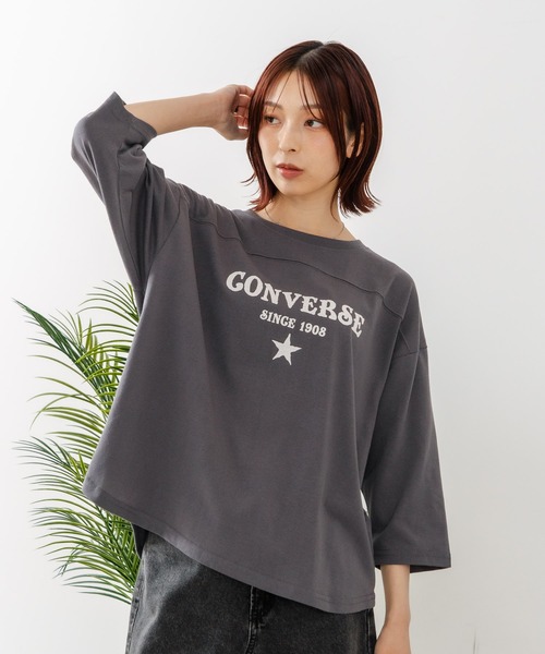 CONVERSE(コンバース)の「【CONVERSE/コンバース】裾ラウンド 7分袖 Tシャツ(Tシャツ/カットソー・レディース・チャコールグレー/レッド/ブルー/アイボリー・MEDIUM/LARGE)」の19枚目の写真