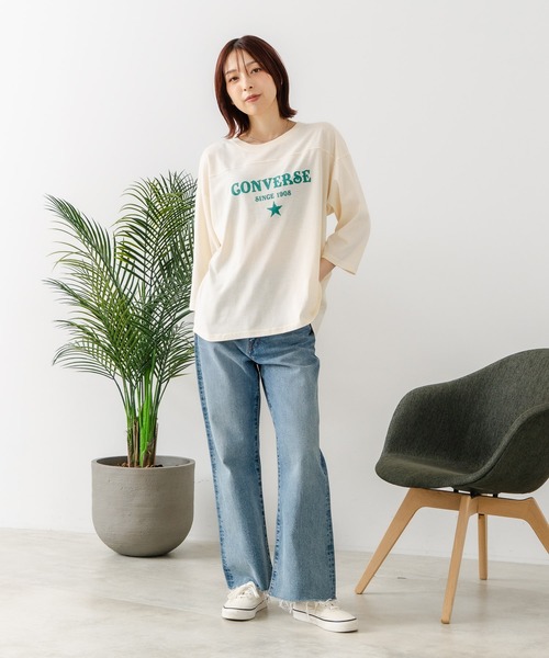 CONVERSE(コンバース)の「【CONVERSE/コンバース】裾ラウンド 7分袖 Tシャツ(Tシャツ/カットソー・レディース・チャコールグレー/レッド/ブルー/アイボリー・MEDIUM/LARGE)」の6枚目の写真