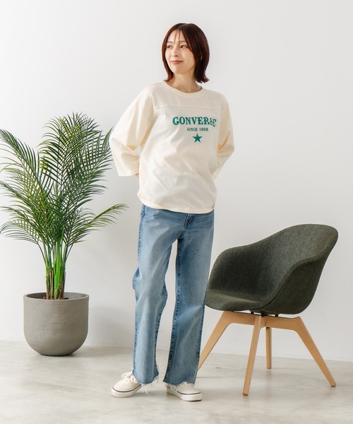 CONVERSE(コンバース)の「【CONVERSE/コンバース】裾ラウンド 7分袖 Tシャツ(Tシャツ/カットソー・レディース・チャコールグレー/レッド/ブルー/アイボリー・MEDIUM/LARGE)」の7枚目の写真
