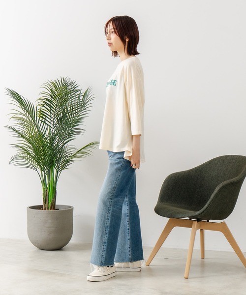 CONVERSE(コンバース)の「【CONVERSE/コンバース】裾ラウンド 7分袖 Tシャツ(Tシャツ/カットソー・レディース・チャコールグレー/レッド/ブルー/アイボリー・MEDIUM/LARGE)」の8枚目の写真