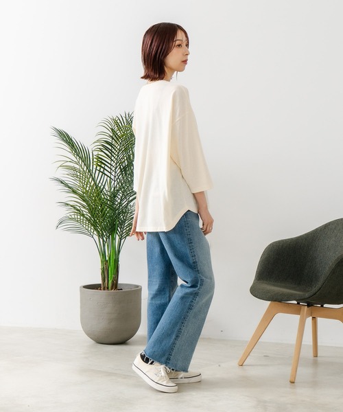 CONVERSE(コンバース)の「【CONVERSE/コンバース】裾ラウンド 7分袖 Tシャツ(Tシャツ/カットソー・レディース・チャコールグレー/レッド/ブルー/アイボリー・MEDIUM/LARGE)」の10枚目の写真