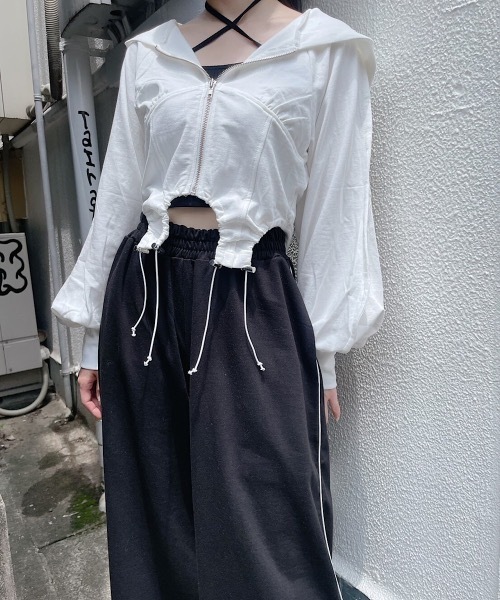 lilLilly（リルリリー）の「ピグメントコルセットパーカー（パーカー・レディース・ホワイト/ブラック/グレー・FREE）」の8枚目の写真