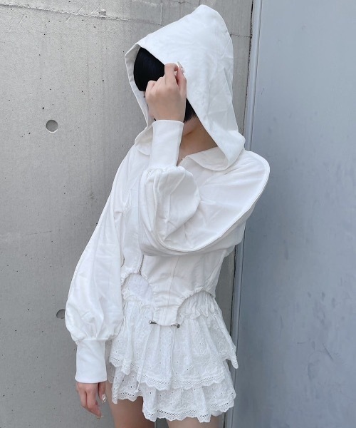 lilLilly（リルリリー）の「ピグメントコルセットパーカー（パーカー・レディース・ホワイト/ブラック/グレー・FREE）」の12枚目の写真