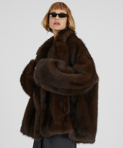 PRANK PROJECT（プランクプロジェクト）の「シャドーファージャケット / Shadow Fur Jacket（その他アウター・レディース・ブラウン/ベージュ・FREE）」の10枚目の写真