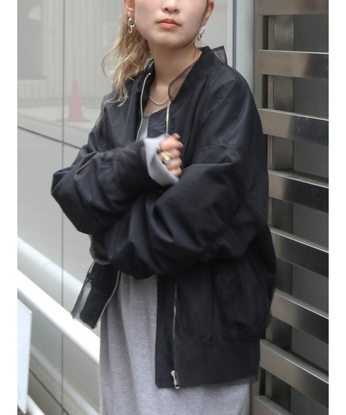 Ungrid（アングリッド）の「チュールドッキングMA-1（MA-1・レディース・ブラック/カーキ・FREE）」の2枚目の写真